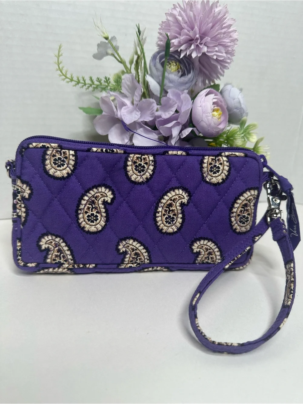 Vera Bradley Purple Quilted Paisley Wristlet Clutch